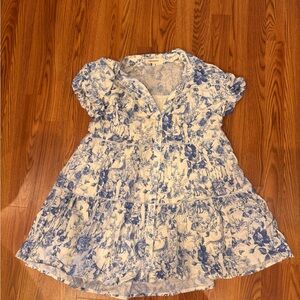 Floral Blue and White Kids Shirt